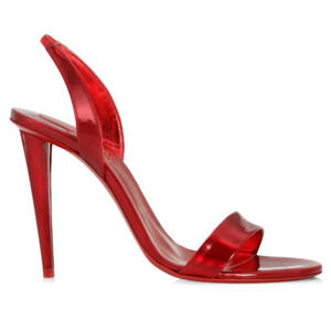 Christian Louboutin O Astrid 100 Red Loub Patent Slingback Sandal Heel Pump 38.5